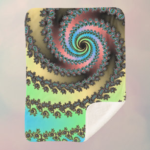 Couverture Sherpa Funky Spiral Pastel Rainbow Fractal