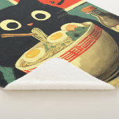 Couverture Sherpa Funny Black Cat Eating Ramen (3/4)