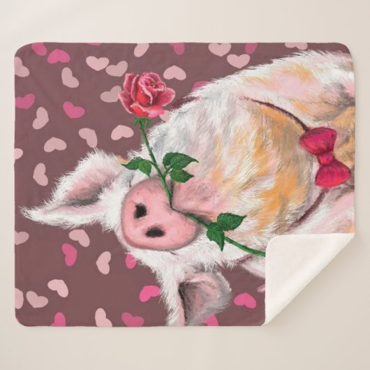 Couverture Sherpa Funny Blanket Sherpa avec un cochon (Devant (Horizontal))