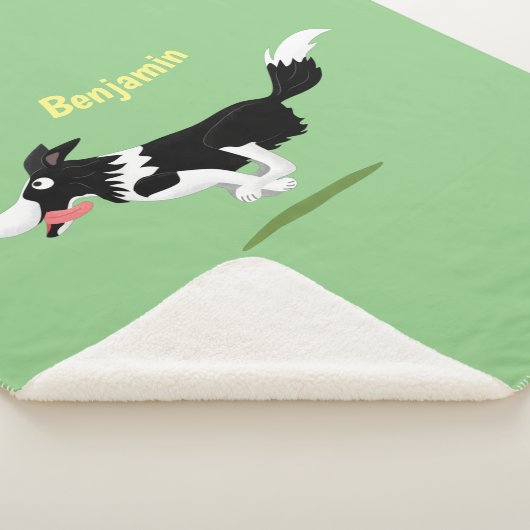Couverture Sherpa Funny Border Collie chien en course dessin animé (3/4)