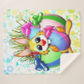 Couverture Sherpa Funny Bunny biting an Easter Egg (Devant (Horizontal))