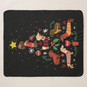 Couverture Sherpa Funny Dachshund sapin de Noël (Devant (Horizontal))