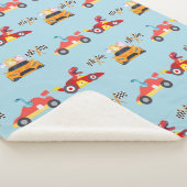 Couverture Sherpa Funny Dinosaur voiture de course garçon anniversai (3/4)