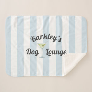 Couverture Sherpa Funny Dog Lounge Stripes Bleues Personnalisées