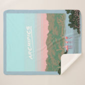 Couverture Sherpa Funny Four Famingo Lovers | Flamant rose Cadeaux L (Devant (Horizontal))