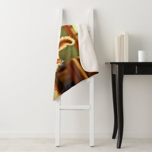 Couverture Sherpa Funny Kitten Éffrayant Friend Design (En situation)