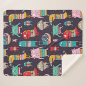 Couverture Sherpa Funny monsters seamless pattern (Devant (Horizontal))