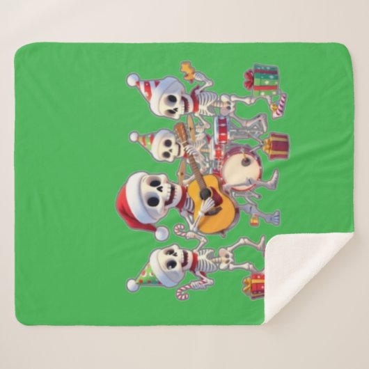 Couverture Sherpa Funny Skeleton Band Christmas & New Year – 3D Cart (Devant (Horizontal))