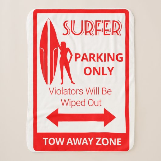 Couverture Sherpa Funny Surfer Parking uniquement (Devant)