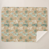 Couverture Sherpa Fusion de Noël Tropical Palm & Pine Tree (Devant (Horizontal))