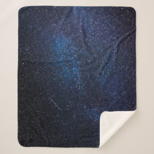 Couverture Sherpa Galaxie Espace Étoiles Nuit Ciel Céleste Bleu Mari