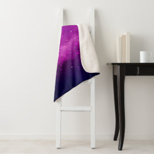 Couverture Sherpa Galaxie violette céleste & Étoiles Nom personnalis