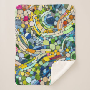 Couverture Sherpa Galets colorés Art Mosaïque