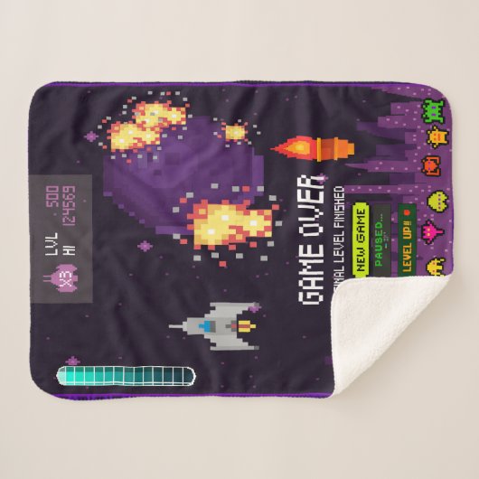 Couverture Sherpa Game over purple blanket (Devant (Horizontal))