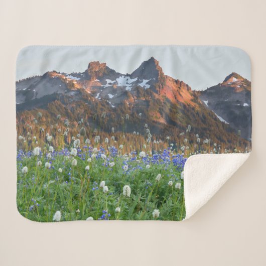 Couverture Sherpa Gamme de tatouages et Fleurs sauvages | Mt. Rainie (Devant (Horizontal))