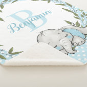 Couverture Sherpa Garçon personnalisé de la verdure Wreath Blue Elep (3/4)