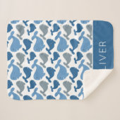 Couverture Sherpa Garçon personnalisé mignon de baleine grise de (Devant (Horizontal))