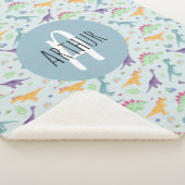 Couverture Sherpa Garçons Bleu Cute Dinosaure Motif Monogramme Enfan (3/4)