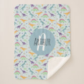 Couverture Sherpa Garçons Bleu Cute Dinosaure Motif Monogramme Enfan (Devant)