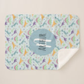 Couverture Sherpa Garçons Bleu Cute Dinosaure Motif Monogramme Enfan (Devant (Horizontal))