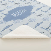 Couverture Sherpa Garçons Cute Blue Safari Animaux Motifs Enfants (3/4)