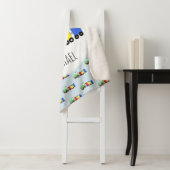 Couverture Sherpa Garçons Cute Blue Train Motif avec Name Kids (En situation)