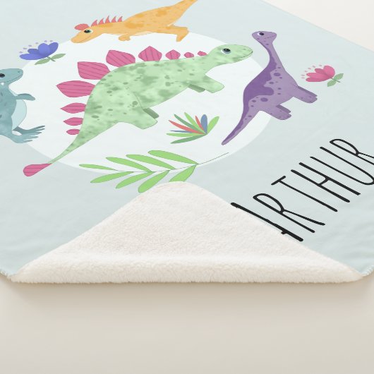 Couverture Sherpa Garçons mignons et modernes Bleu T-Rex Dinosaures (3/4)