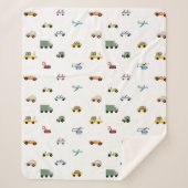 Couverture Sherpa Garçons transport mignonne Motif automobile Monogr (Devant)
