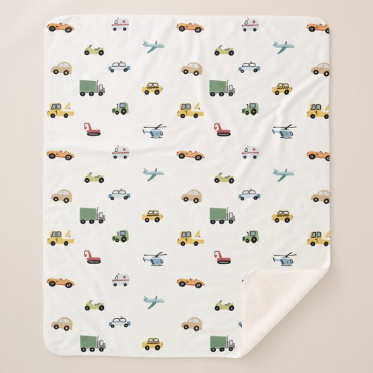 Couverture Sherpa Garçons transport mignonne Motif automobile Monogr (Devant)