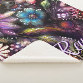 Couverture Sherpa Garden Kitty Cat Floral Abstract Personalized (3/4)