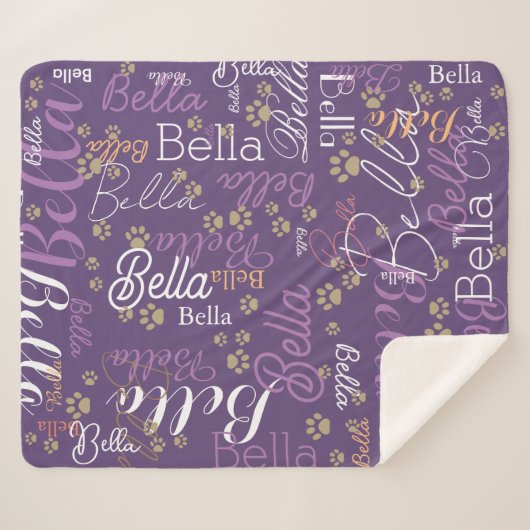 Couverture Sherpa garder le chien chaud personnalisé purplish (Devant (Horizontal))