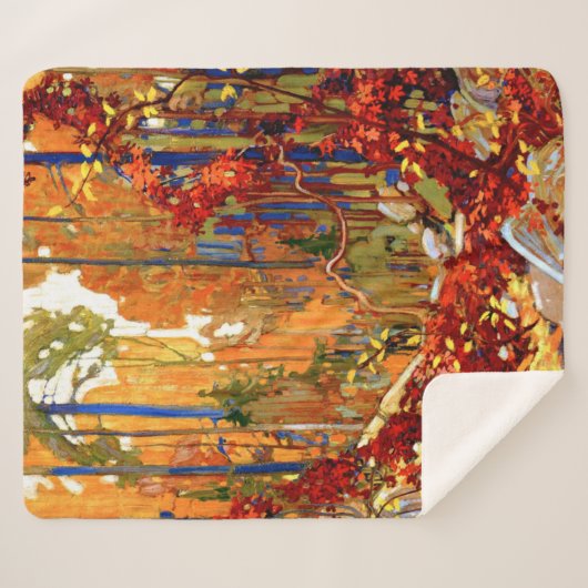 Couverture Sherpa Garland d'automne, célèbre peinture, (Devant (Horizontal))