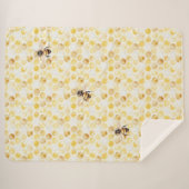 Couverture Sherpa Gâteau d'anniversaire nid d'abeille jaune or (Devant (Horizontal))