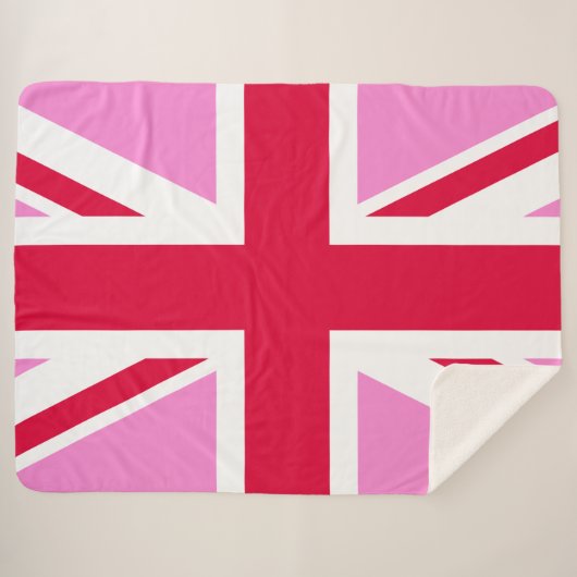 Couverture Sherpa GAY PRIDE britannique (Union Jack rose) (Drapeau b (Devant (Horizontal))