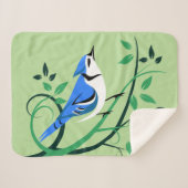 Couverture Sherpa Geai bleu sur branche d'arbre (Devant (Horizontal))