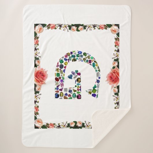Couverture Sherpa Gemstone Diamond Initial G Monogramme Art (Devant)
