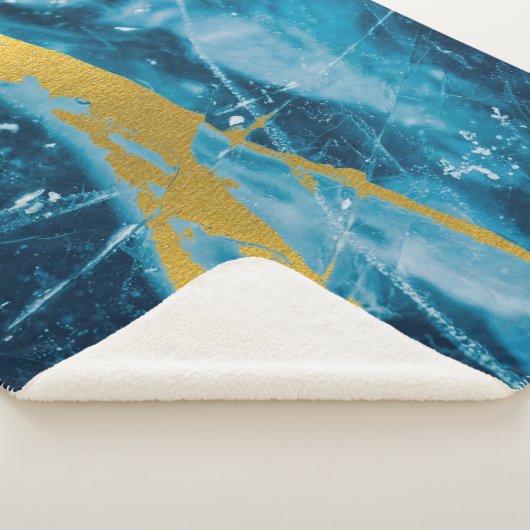 Couverture Sherpa Géode Agate Gemstone Blue et Gold (3/4)