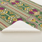 Couverture Sherpa Geometric Mughal Paisley pattern on green backgrou (3/4)