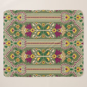 Couverture Sherpa Geometric Mughal Paisley pattern on green backgrou (Devant (Horizontal))