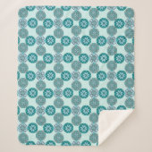Couverture Sherpa Geometric Ornate Floral Pattern Blue and Teal (Devant)