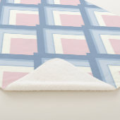 Couverture Sherpa géométrique Abstraite, bleue, rose et blanc cassé (3/4)