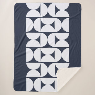 Couverture Sherpa Géométrique Navy Moderne