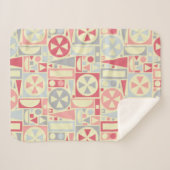 Couverture Sherpa Géométrique rétro 1950 Midsiècle moderne rose (Devant (Horizontal))