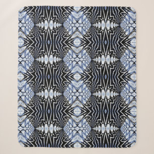 Couverture Sherpa Géométrique Russe Boho Bleu Et Noir Tribal Ethniqu