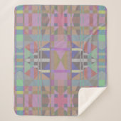 Couverture Sherpa Géométrique vert violet rose (Devant)