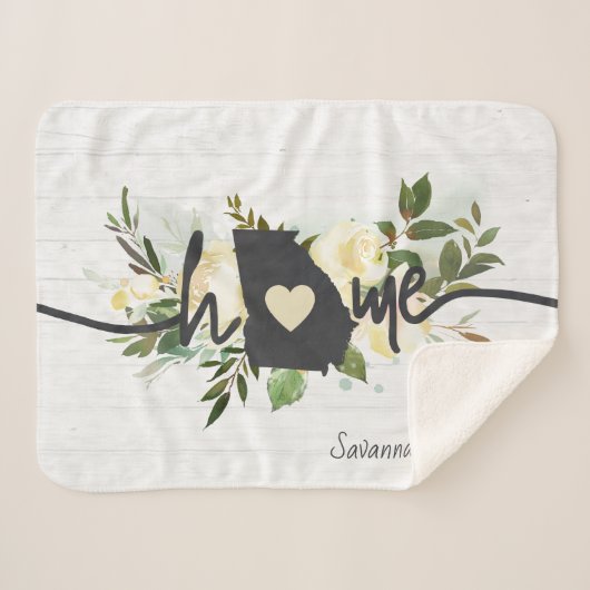 Couverture Sherpa Georgia State Personnalisé Votre Maison Ville Rust (Devant (Horizontal))