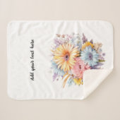Couverture Sherpa Gerbera flowers personalized text white black (Devant (Horizontal))