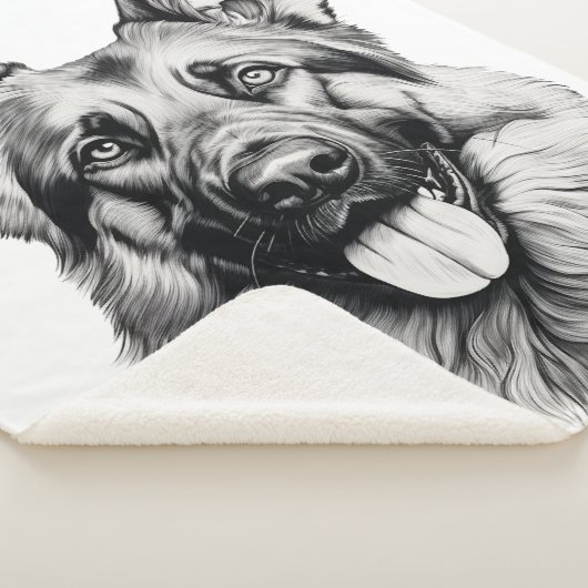 Couverture Sherpa German Shepherd Drawing Portrait Sherpa Blanket (3/4)