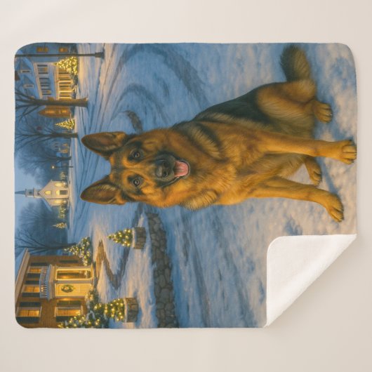 Couverture Sherpa German Shepherd Sherpa Blanket (Devant (Horizontal))