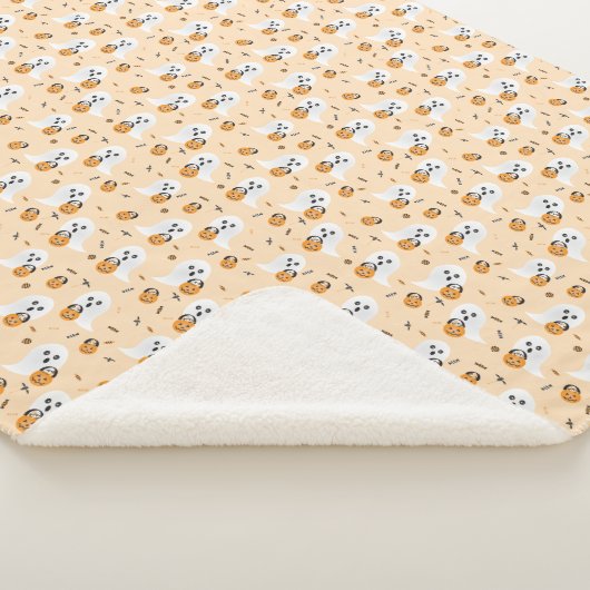 Couverture Sherpa Ghosts Trick Ou Traitement Motif Orange Noir (3/4)